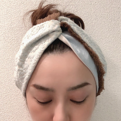 刺繍レースのヘアターバン<BE> 2枚目の画像