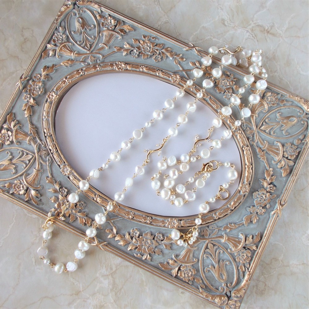 バロックパールの2wayロングネックレス　ノーブルアイボリー