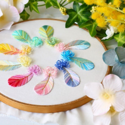 立体刺繍/鳥の一枚羽根＊Feather Brooch 3枚目の画像