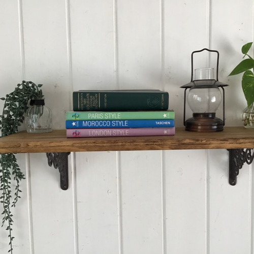 W60cm D20cm アンティークウォールシェルフ アイアンブラケット