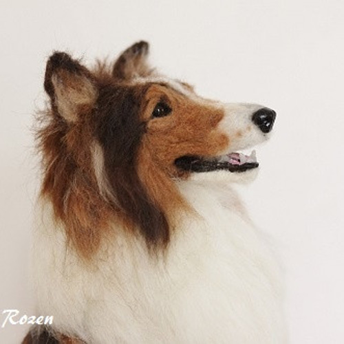 羊毛フェルト シェットランドシープドッグ　シェルティ 羊毛フェルト／シェルティ（Zenos） Shetland Sheepdog 口を作り