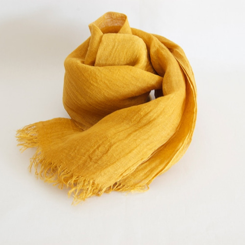 草木染め 柔らかリネンガーゼのストール <山吹色> ストール Shukuko