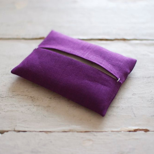 リネンの携帯ティッシュケース・パープル リネンの携帯ティッシュケース・パープル