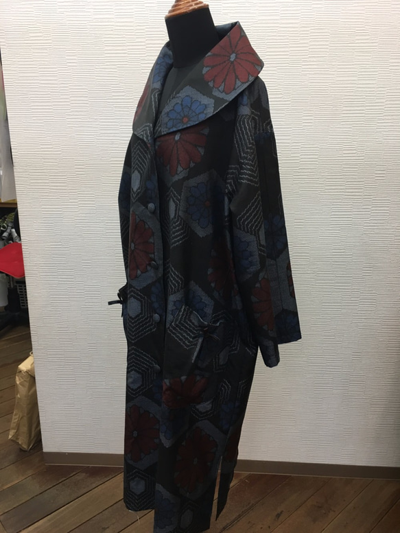 大衿コート　（着物リメイク）（大島） 2枚目の画像