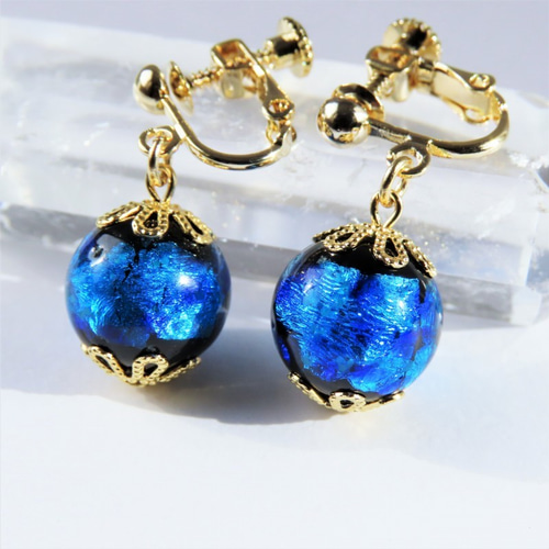 ほたる玉 イヤリング とんぼ玉 蓄光 ホタル ガラス ビーズ 沖縄 工芸