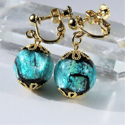 ほたる玉 イヤリング とんぼ玉 蓄光 ホタル ガラス ビーズ 沖縄 工芸