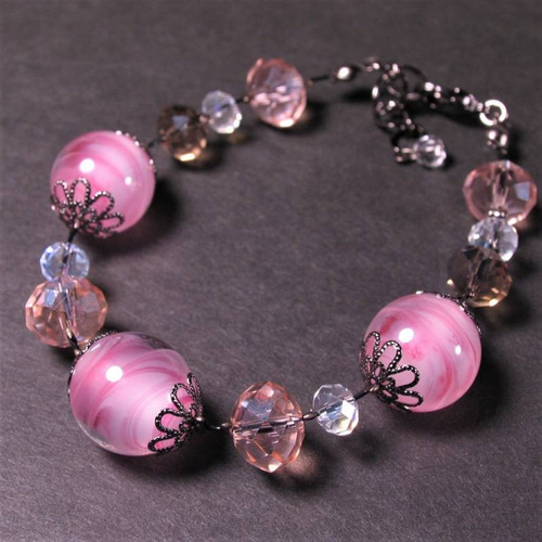 が大特価！ とんぼ玉 ブレスレット ガラス ビーズ アクセサリー 大阪 工芸品 シルバー
