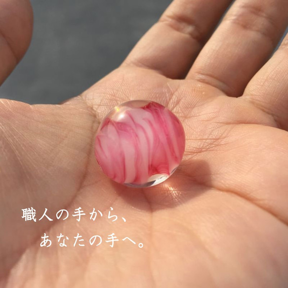 とんぼ玉 ネックレス ガラス アクセサリー 大阪 ジュエリー お土産 通販 工芸 シンプル 送料無料 ピンク 桜色 桃色 8枚目の画像