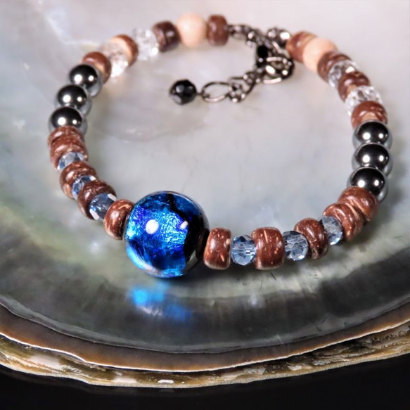 トンボ玉/ラウンド 花柄模様 約11.5×12.0mm レッド 小