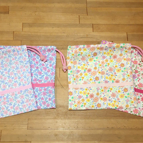 runachan様オーダー品》花柄×ピンクストライプ♡リボンセット【入園 