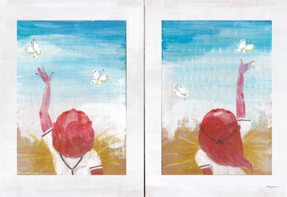 ポストカード「しずくふたつ・鳥と蝶」4枚セット 3枚目の画像
