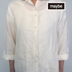 フレンチリネンシャツ　< ジャニーヌ > ノーカフス・8分袖（38サイズは有り、他は受注生産）　 1枚目の画像