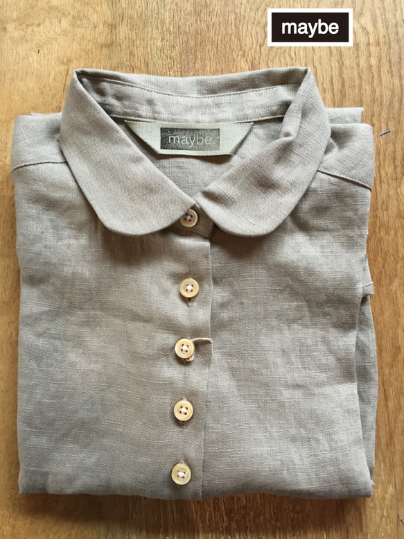 フレンチリネンシャツ　< ジャニーヌ > ノーカフス・8分袖（38サイズは有り、他は受注生産）　 6枚目の画像