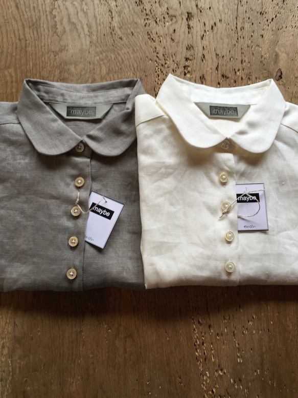 フレンチリネンシャツ　< ジャニーヌ > ノーカフス・8分袖（38サイズは有り、他は受注生産）　 7枚目の画像