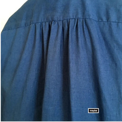【受注生産】リネンのワイドシャツ＜＃クラシックブルー＞　柔らかい上質の素材 3枚目の画像