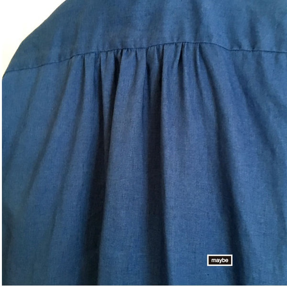 【受注生産】リネンのワイドシャツ＜＃クラシックブルー＞　柔らかい上質の素材 3枚目の画像