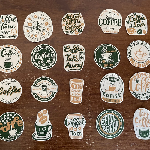 コーヒーロゴの布シール♪】コーヒータイム コーヒーショップ カフェᐝ 