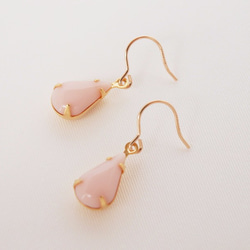 14kgf Vintage Baby Pink Rhinestoneピアス 4枚目の画像