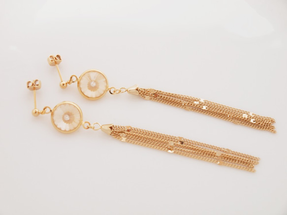 Vintage Round Swarovski×タッセルロングピアス 2枚目の画像