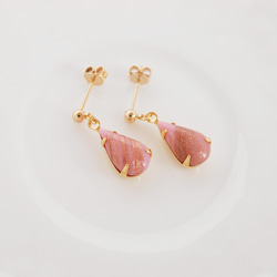 Vintage Pink×Gold Rhinestoneピアス 2枚目の画像