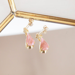 Vintage Pink×Gold Rhinestoneピアス 3枚目の画像