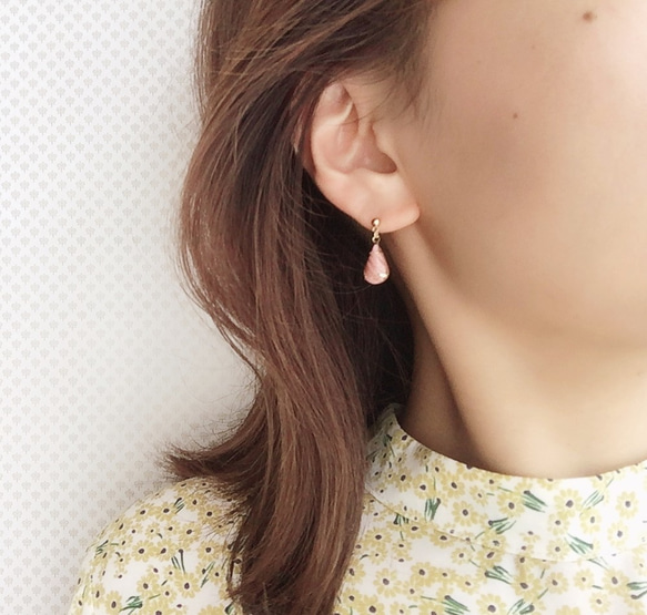 Vintage Pink×Gold Rhinestoneピアス 4枚目の画像