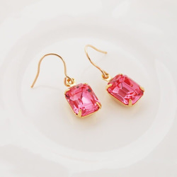 14kgf Rose Vintage Swarovskiピアス 3枚目の画像