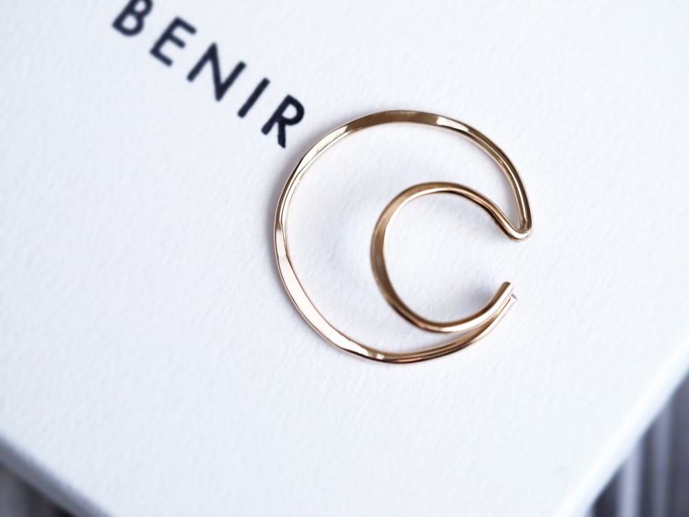 送料無料【14kgf】三日月 イヤーカフ／二連 フープ　ゴールド　華奢　シンプル