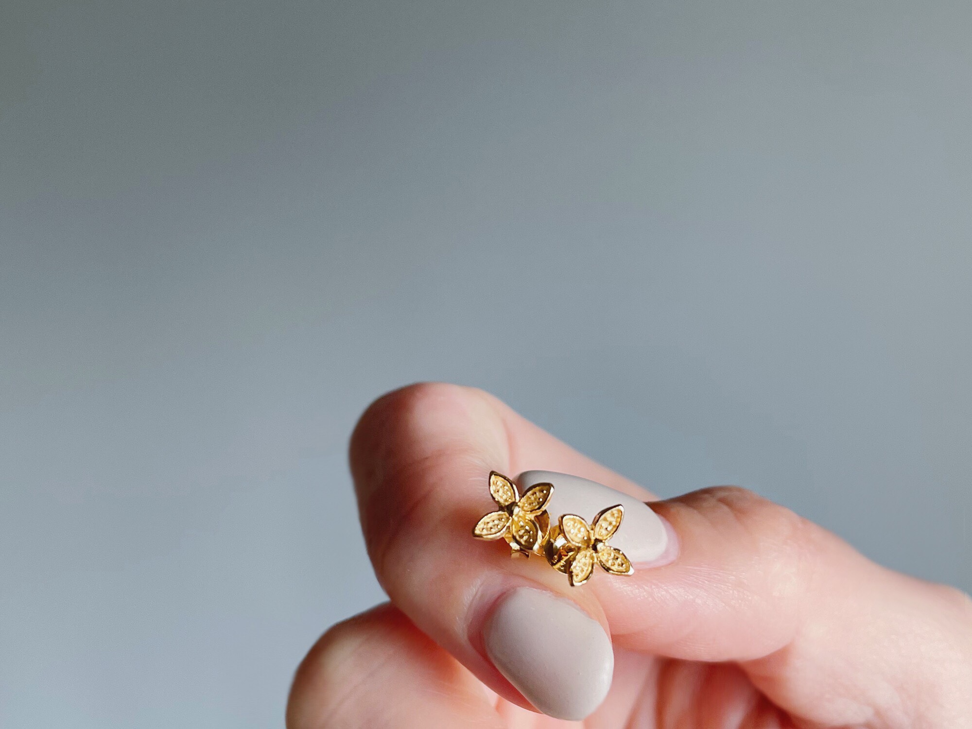 送料無料【24KGP（SV925）】小花スタッドピアス／シンプル silver925 Flowerゴールドシルバー