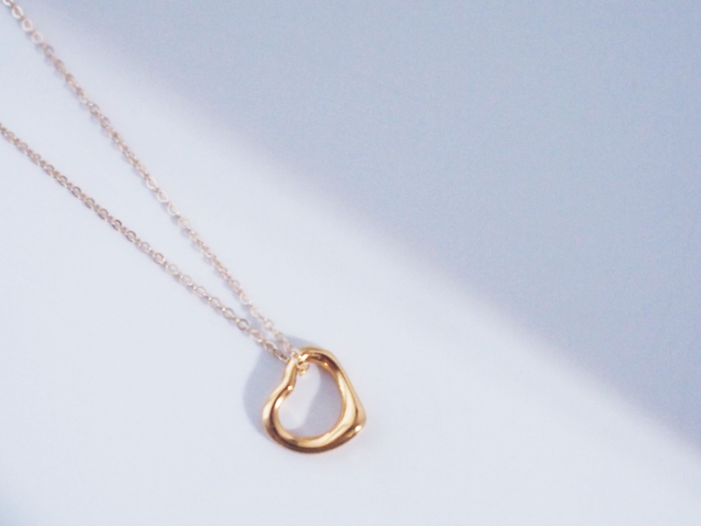 送料無料【24KGP（SV925）14kgf】愛 オープンハート　ネックレス（40cm）ゴールド　チェーン 華奢シンプル