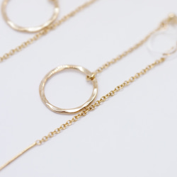 送料無料 *再販*【14kgf】月チェーンピアス／槌目／S　ゴールド　華奢　シンプル 10枚目の画像