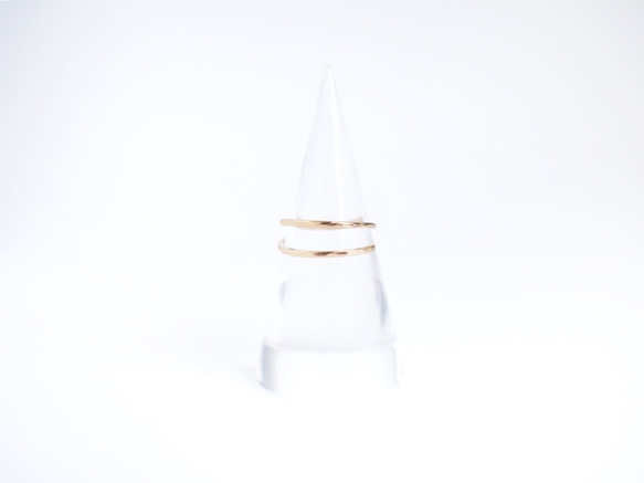 送料無料【14kgf】月リング／槌目　レイヤード２Wayリング（5号〜18号） 4枚目の画像