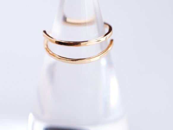 送料無料【14kgf】月リング／槌目　レイヤード２Wayリング（5号〜18号） 2枚目の画像