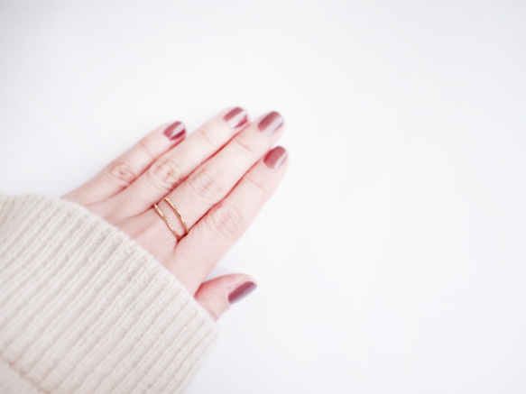 送料無料【14kgf】月リング／槌目　レイヤード２Wayリング（5号〜18号） 10枚目の画像