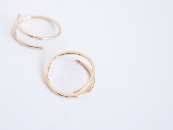 送料無料【14kgf】月リング／槌目　レイヤード２Wayリング（5号〜18号） 5枚目の画像