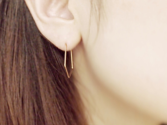 送料無料【14kgf】ぎょしゃ座ピアス／M　ゴールド　星座　華奢　シンプル　フープ 2枚目の画像