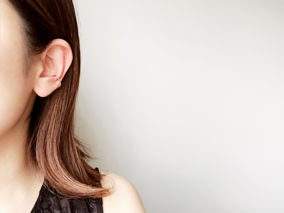 免運費 [14kgf] Mikazuki 耳夾/扁&amp;錘擊/S（一隻耳朵用）K10 K18 銀色 SV935 第2張的照片