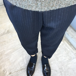 ネイビーピンストライプパンツ ウール地 ロングパンツ ナチュラル 通販