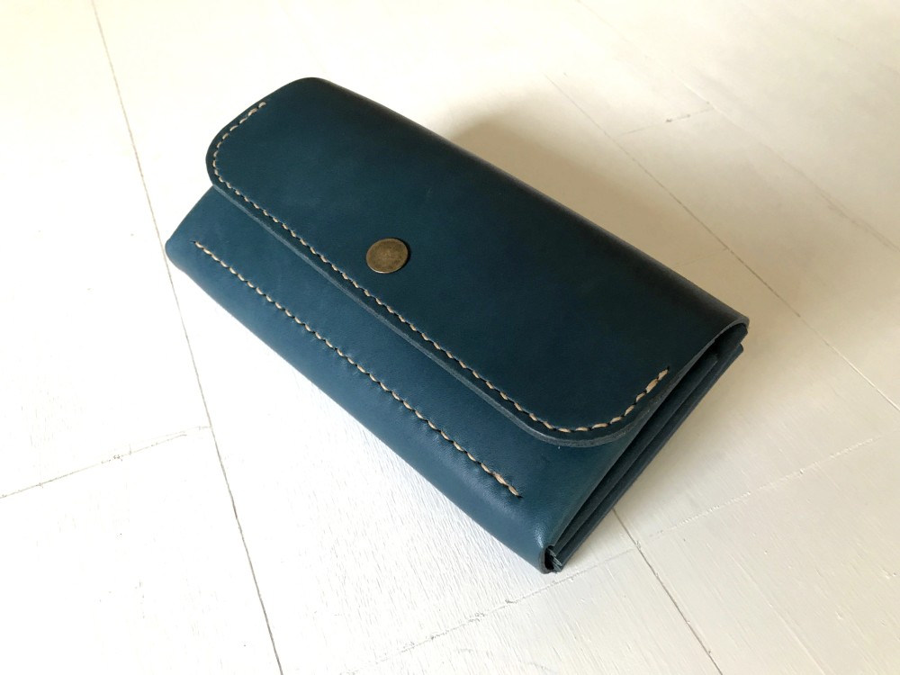 【受注製作・送料無料】ちいさい長財布｜インディゴブルー