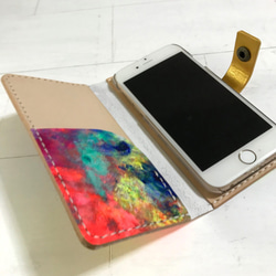 【N様専用ページ】手帳型iPhoneケース（iphone8 plus 対応）｜デカルコマニー 5枚目の画像