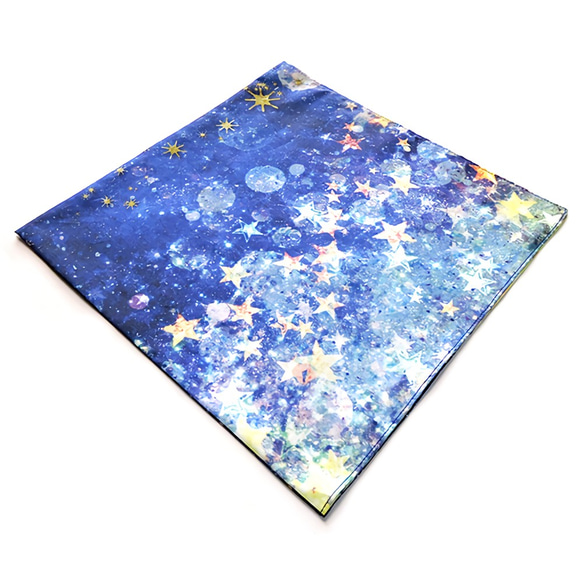 【☆再販無 / 在庫限り☆】星舞夜 大判ハンカチ (約52×52cm) ミニスカーフ/宇宙/幻想的/ユニーク 2枚目の画像