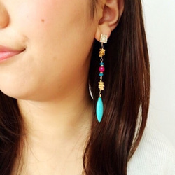 Oriental Stone Pierced Earrings 4枚目の画像