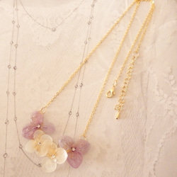紫陽花&スワロフスキー　ネックレス 4枚目の画像
