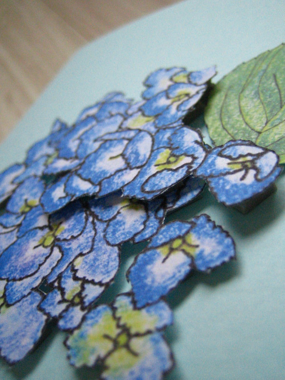 フリーメッセージカード 【夏青色 紫陽花】 3枚目の画像
