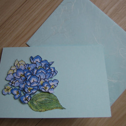 フリーメッセージカード 【夏青色 紫陽花】 4枚目の画像