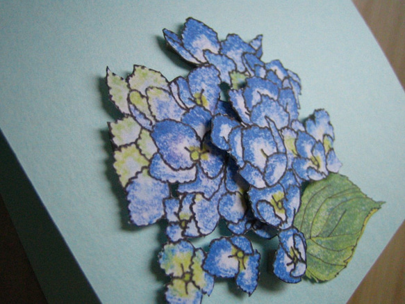 フリーメッセージカード 【夏青色 紫陽花】 5枚目の画像