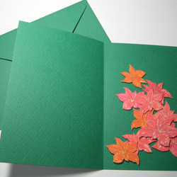 フリーメッセージ◇Ａ５緑色カード 【冬紅色】ポインセチア　１枚 2枚目の画像