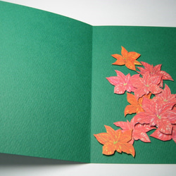 フリーメッセージ◇Ａ５緑色カード 【冬紅色】ポインセチア　１枚 3枚目の画像