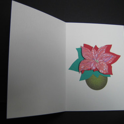シーズングリーティング◇２Ｌ白色カード 【冬紅色】ポインセチア １枚 4枚目の画像