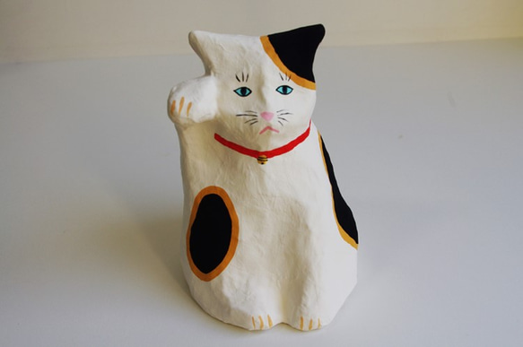 張り子　招き猫　日本猫1(在庫移動） 1枚目の画像